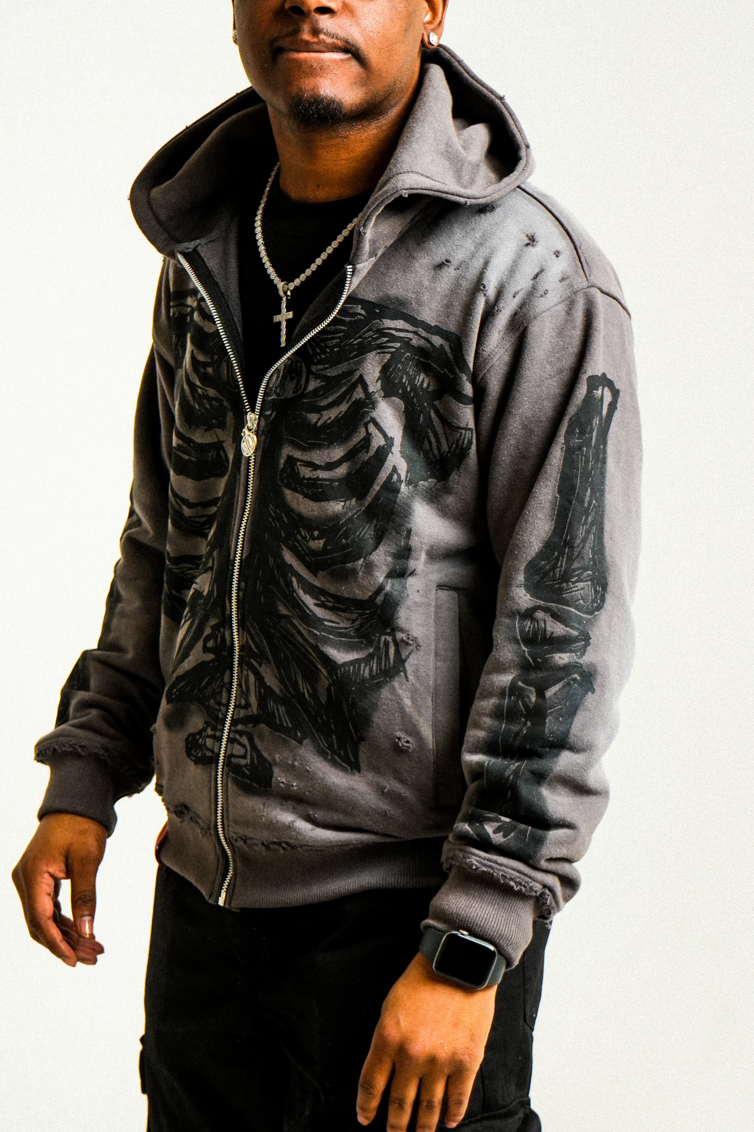 “Bone” Hoodie - Grey