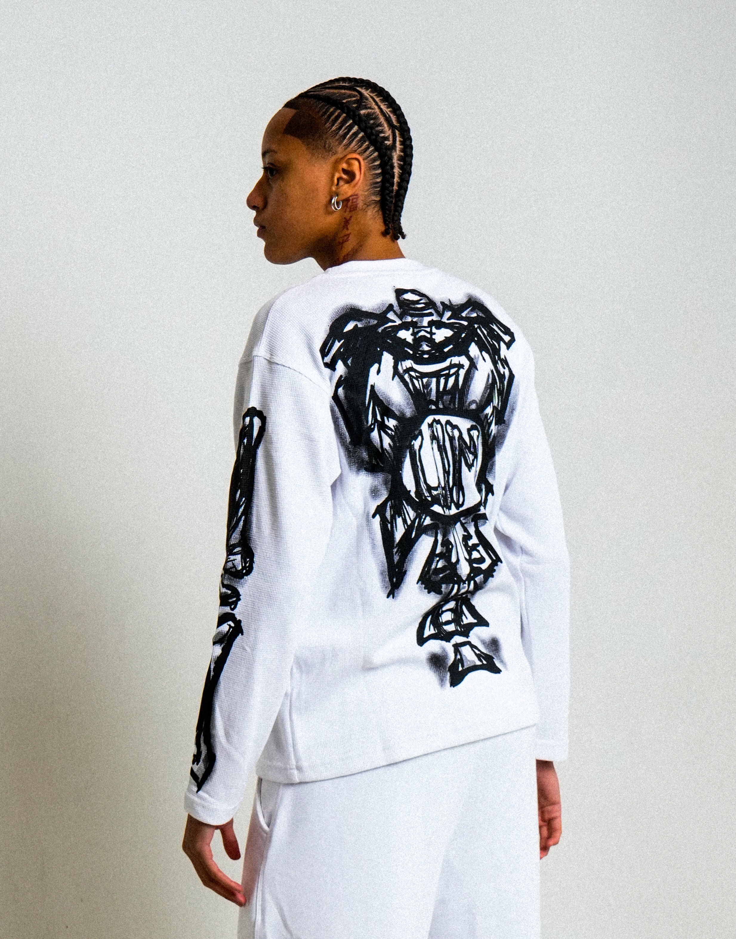 “Skelly” Thermal Shirt - White