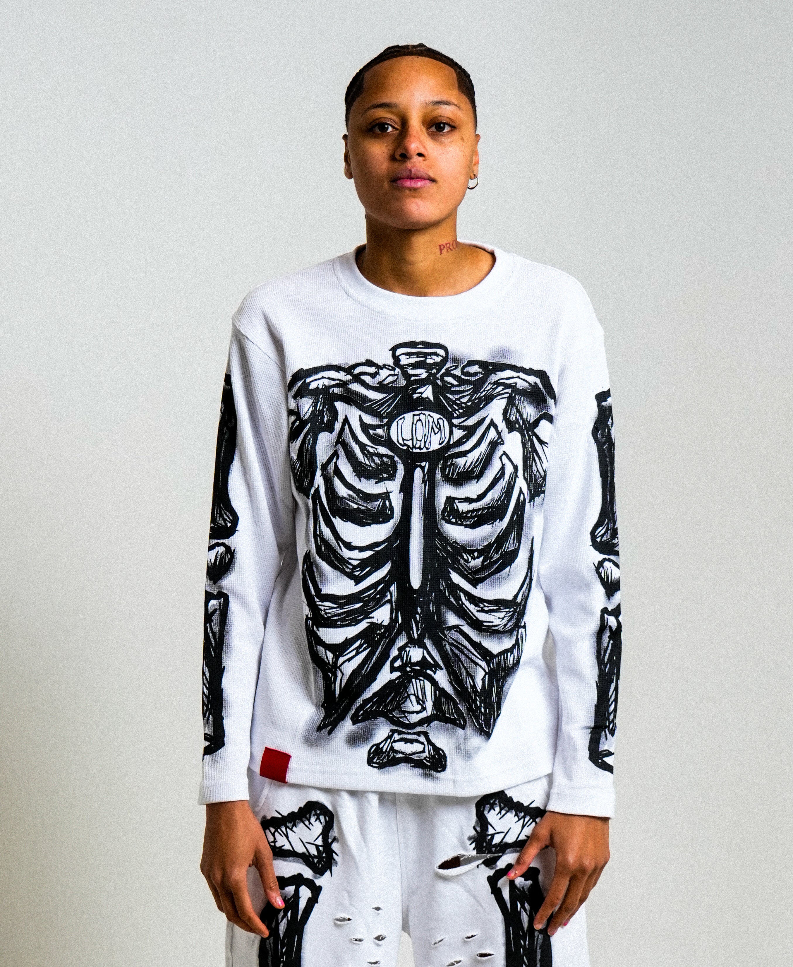 “Skelly” Thermal Shirt - White